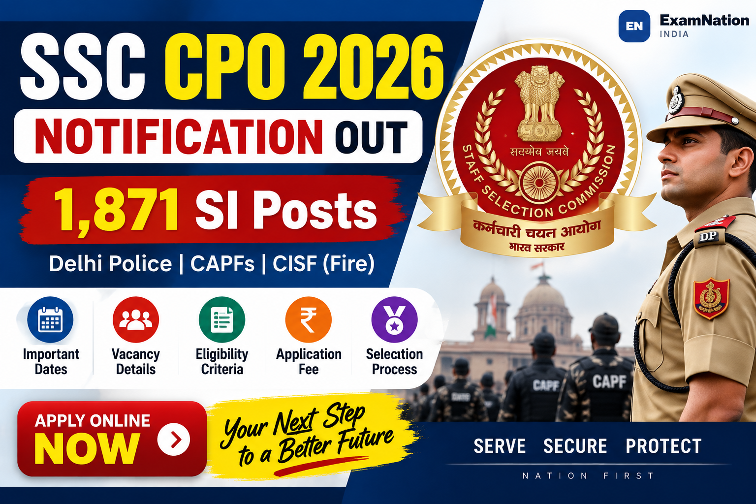 SSC CPO 2026 Notification Out for 1,871 SI Posts, Apply Online, Eligibility, Dates and Vacancy Details